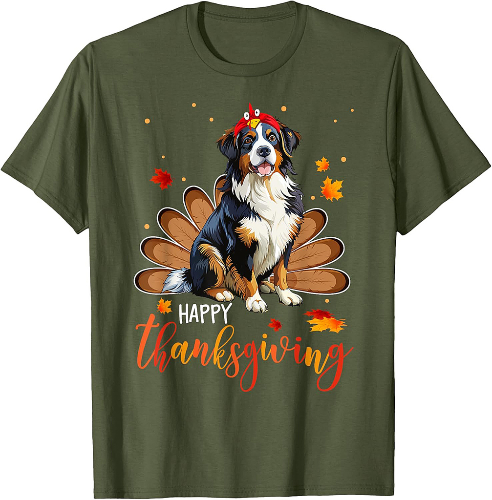 Cute Bernese Mountain Happy Thanksgiving turkey Dog T-Shirt