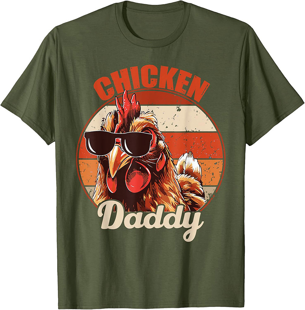 Chicken Daddy Vintage Rooster For Dad Farmer Fathers Day T-Shirt