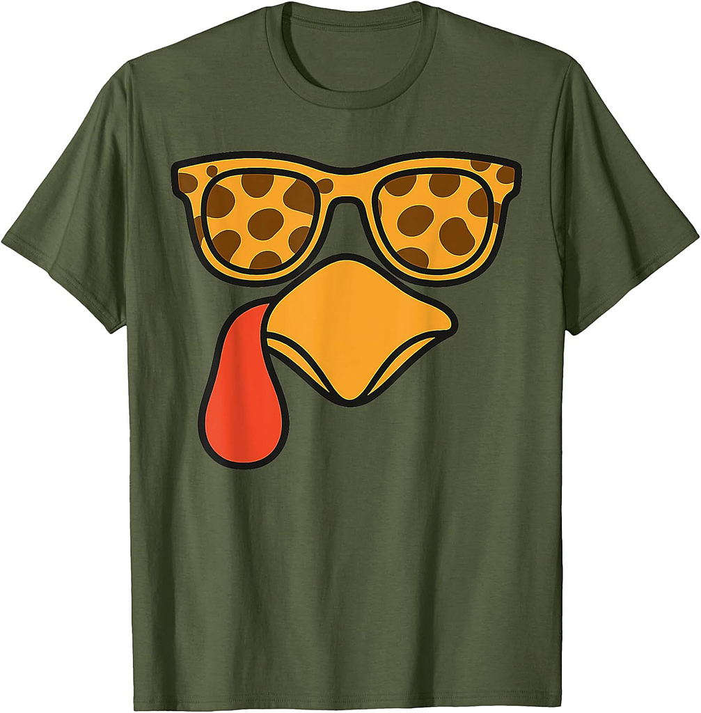 Funny Turkey Face Sunglasses Thanksgiving T-Shirt