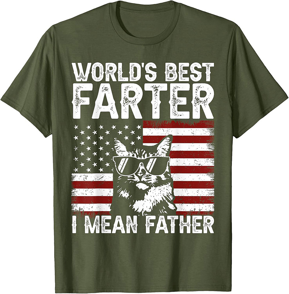Worlds Best Farter I Mean Father Funny Fathers Day Cat Dad T-Shirt