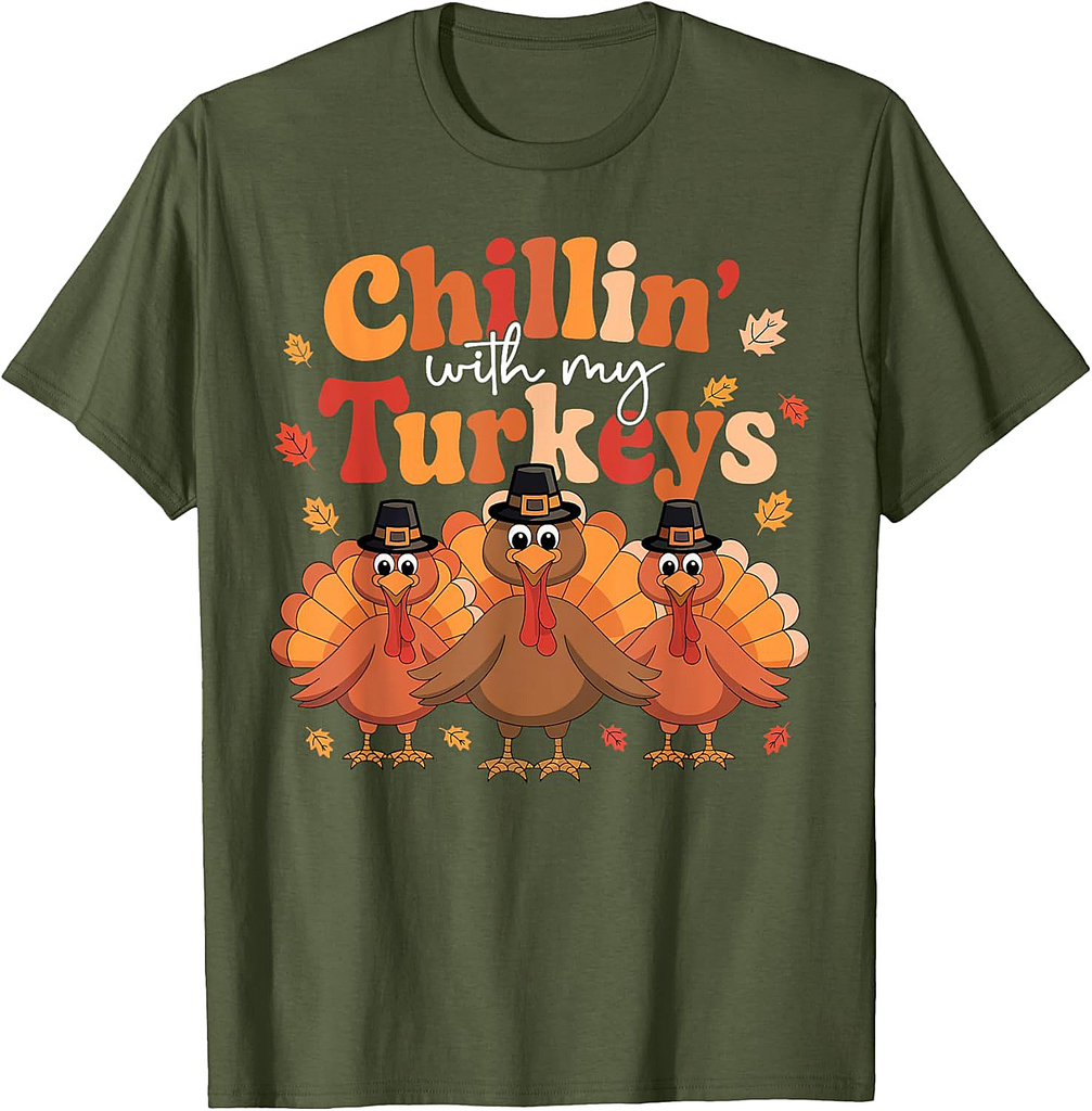 Chillin With My Turkeys Thanksgiving Family Matching T-Shirt