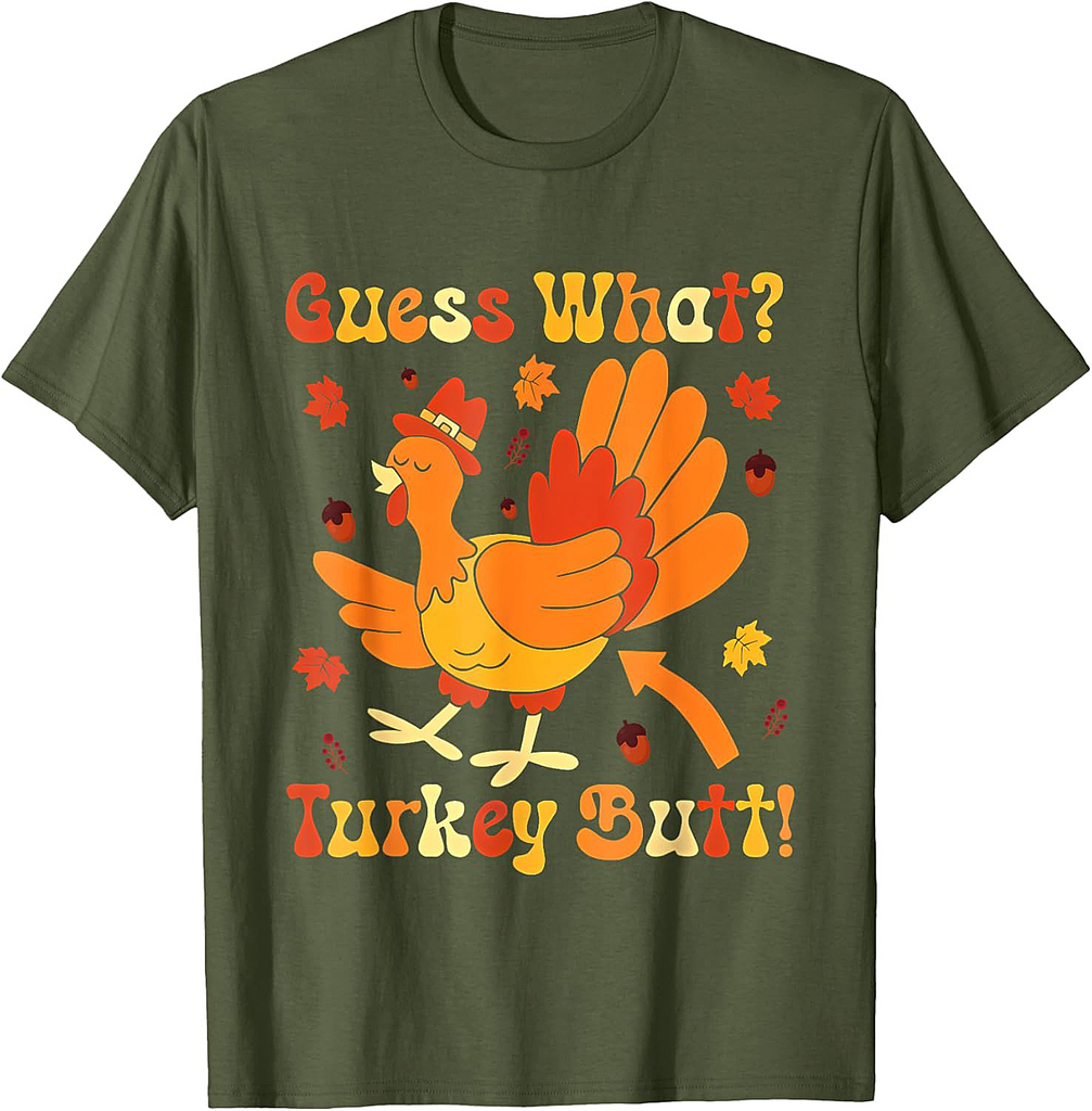Vintage Retro Funny Thanksgiving Guess What Turkey Butt Meme T-Shirt