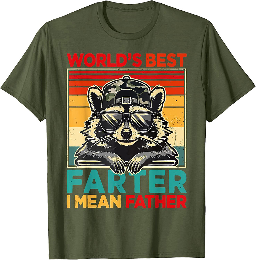 World's Best Farter I Mean Father Funny Raccoon Father's Day T-Shirt