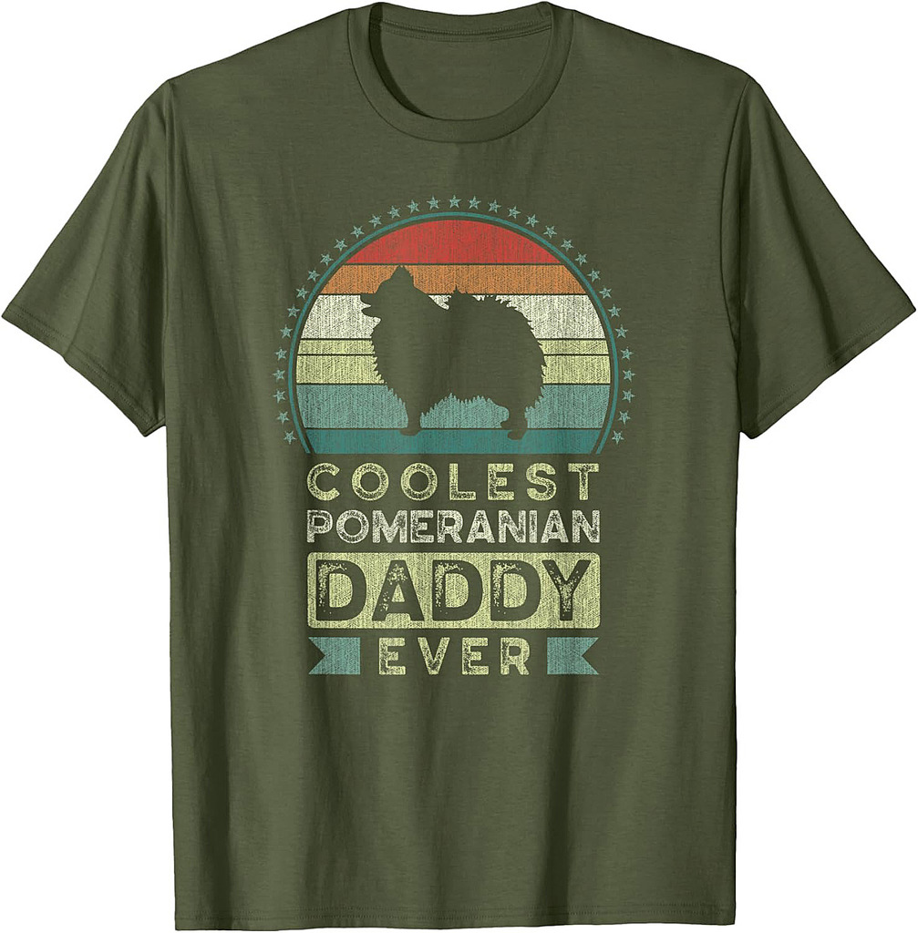 Coolest Pomeranian Daddy Ever, Father's Day, Pom Dog Dad T-Shirt