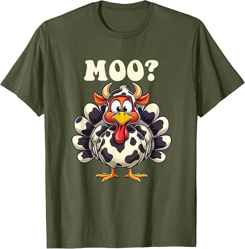 Turkey Moo Funny Thanksgiving Men Women T-Shirt