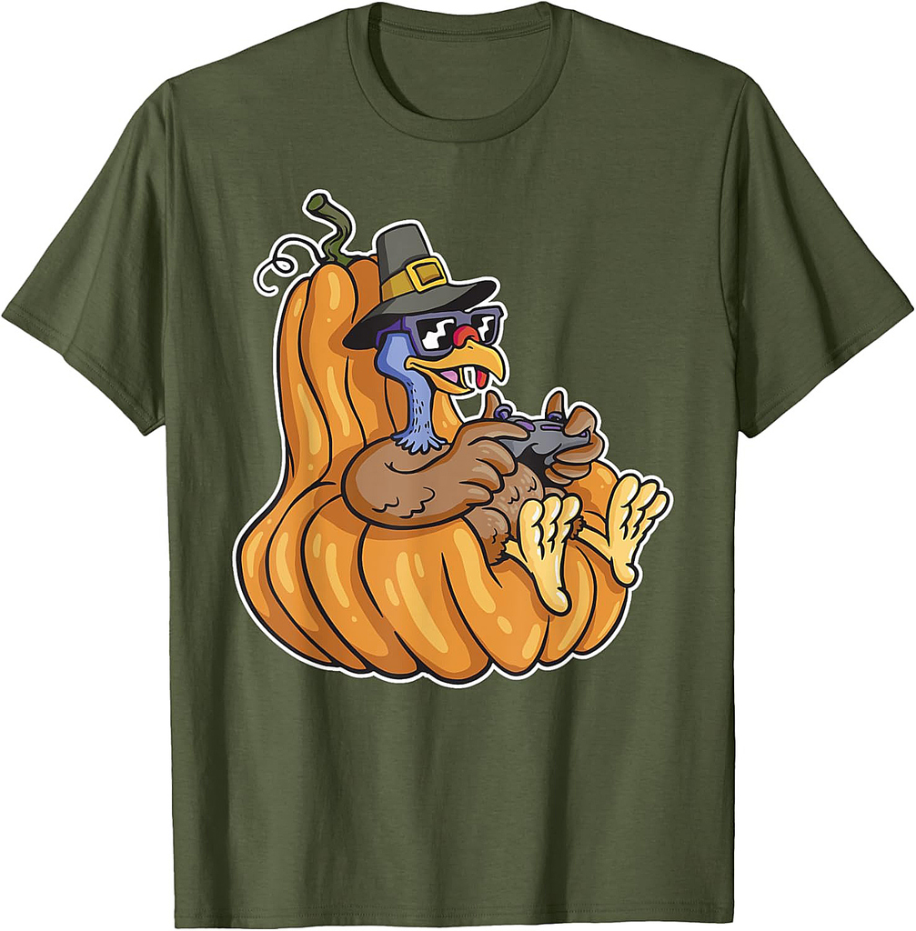 Turkey Gamer Thanksgiving Day Gaming Video-game Gamer T-Shirt