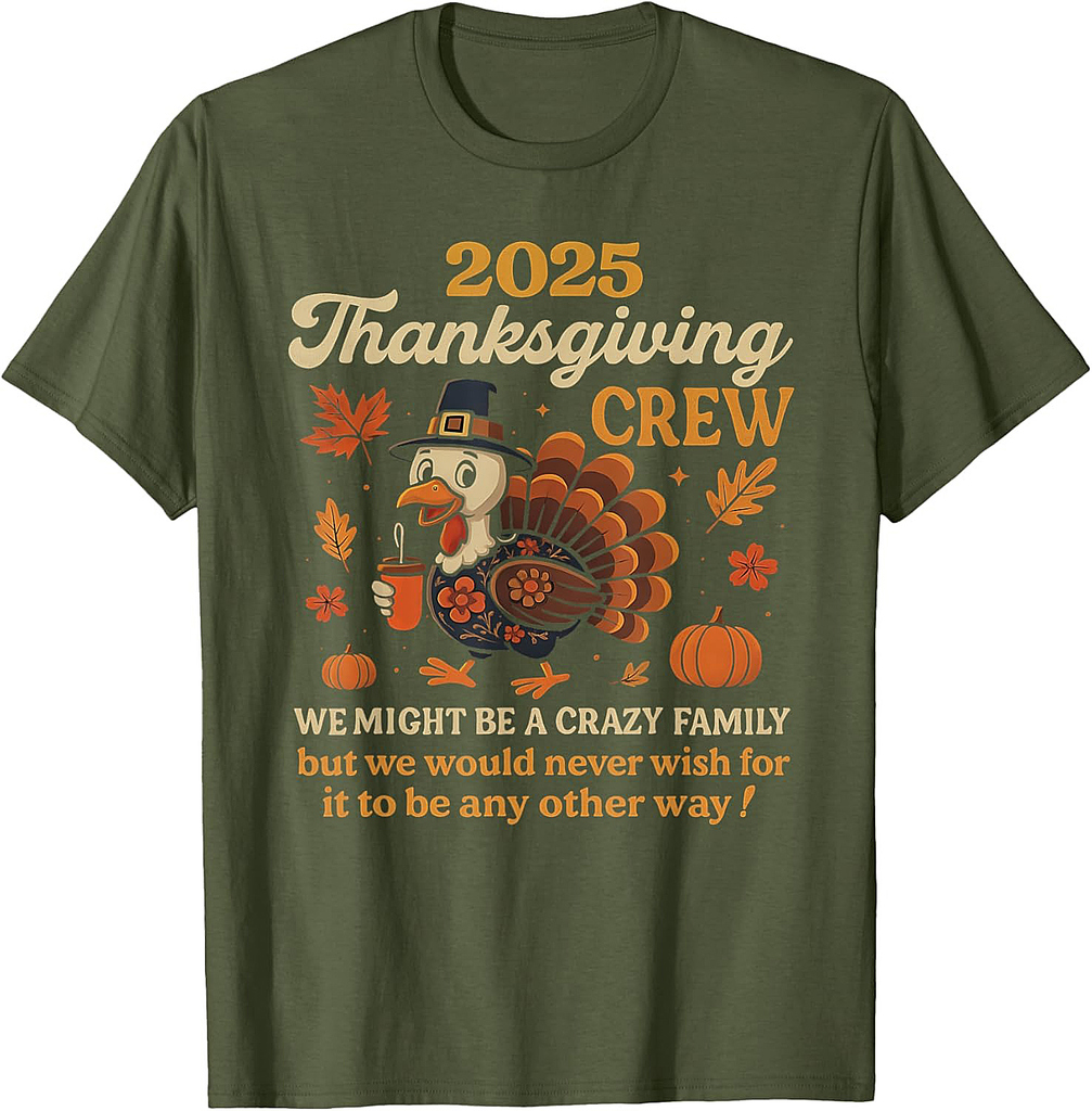 Family Thanksgiving 2025 Thanksgiving Crew Turkey Matching T-Shirt