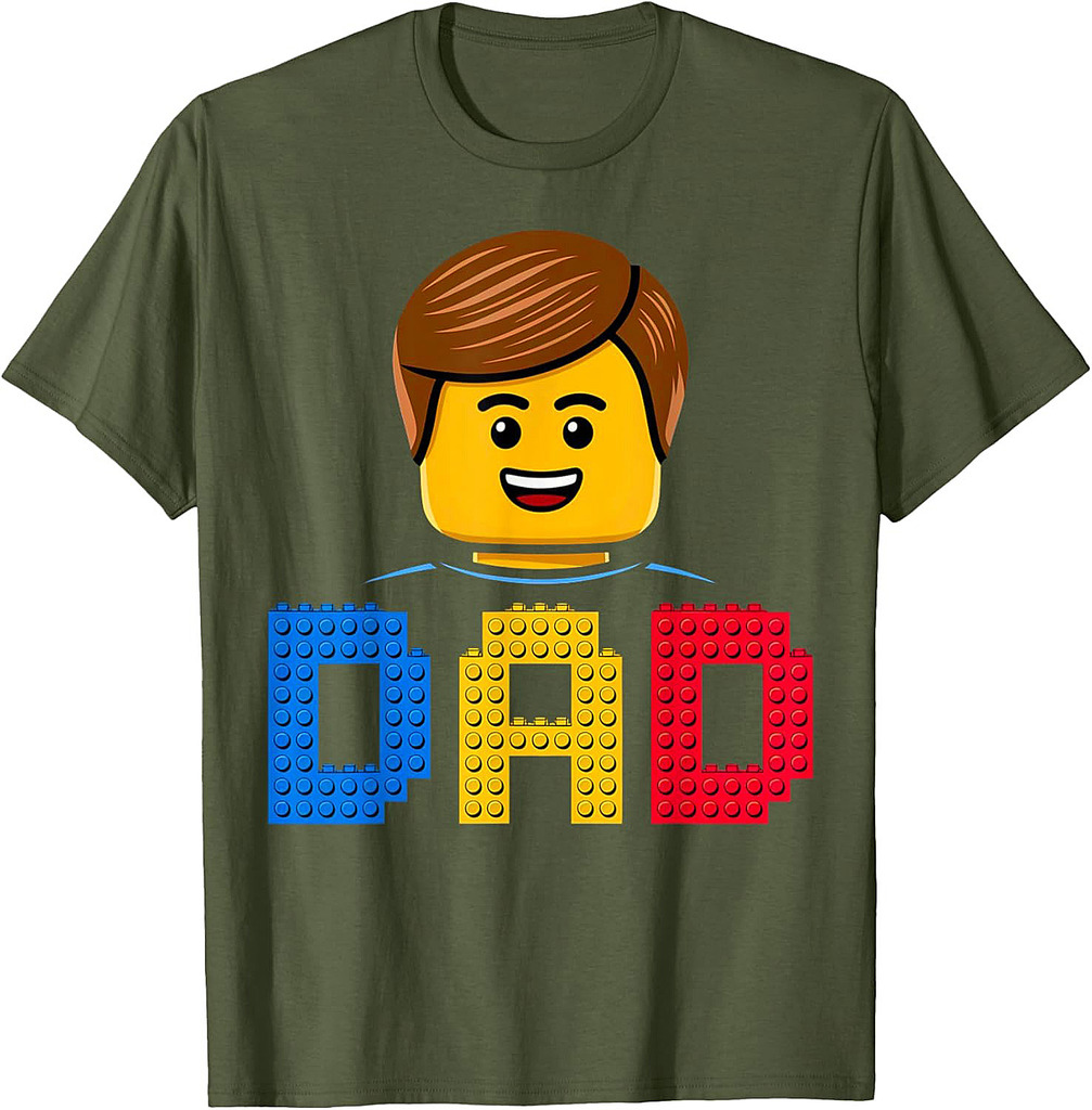 Family Dad Master Builder Building Bricks Blocks Fathers Day T-Shirt