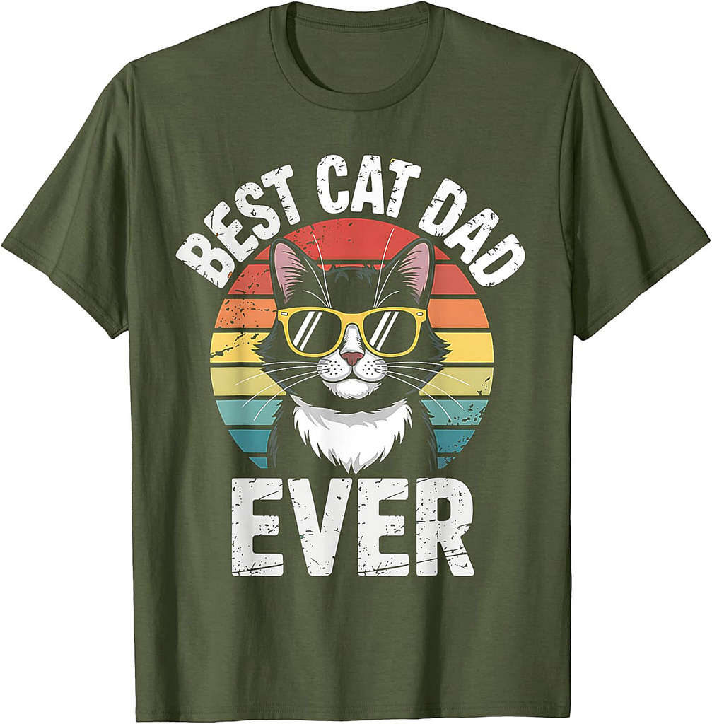 Best Cat Dad Ever Vintage Cat Daddy Funny Cat Fathers Day T-Shirt