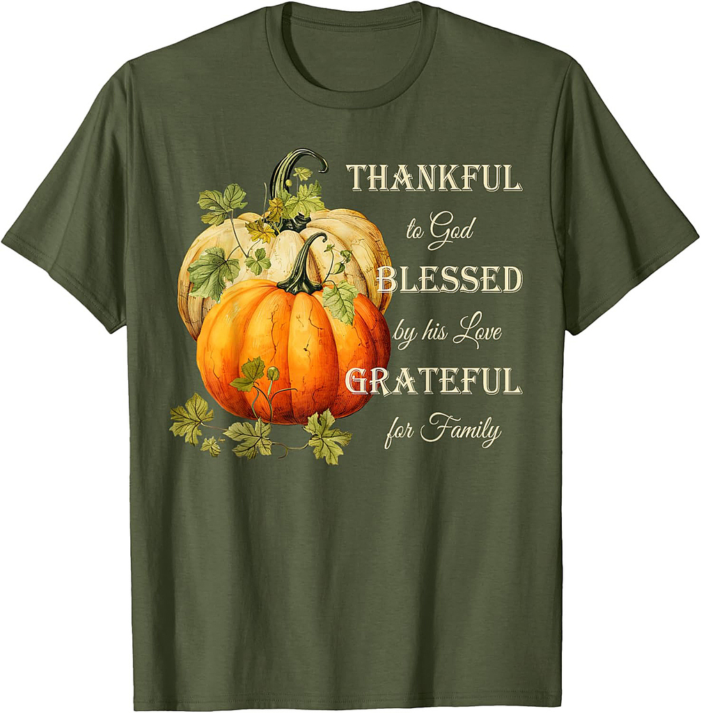 Thankful Grateful Blessed, Christian Thanksgiving T-Shirt