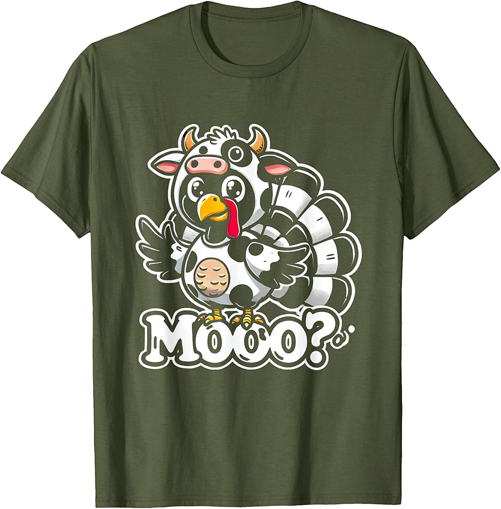 Funny Turkey Cow Moo Thanksgiving Turkey T-Shirt