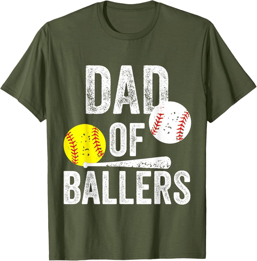 Dad of Ballers Funny Dad of Baseball and Softball Player T-Shirt
