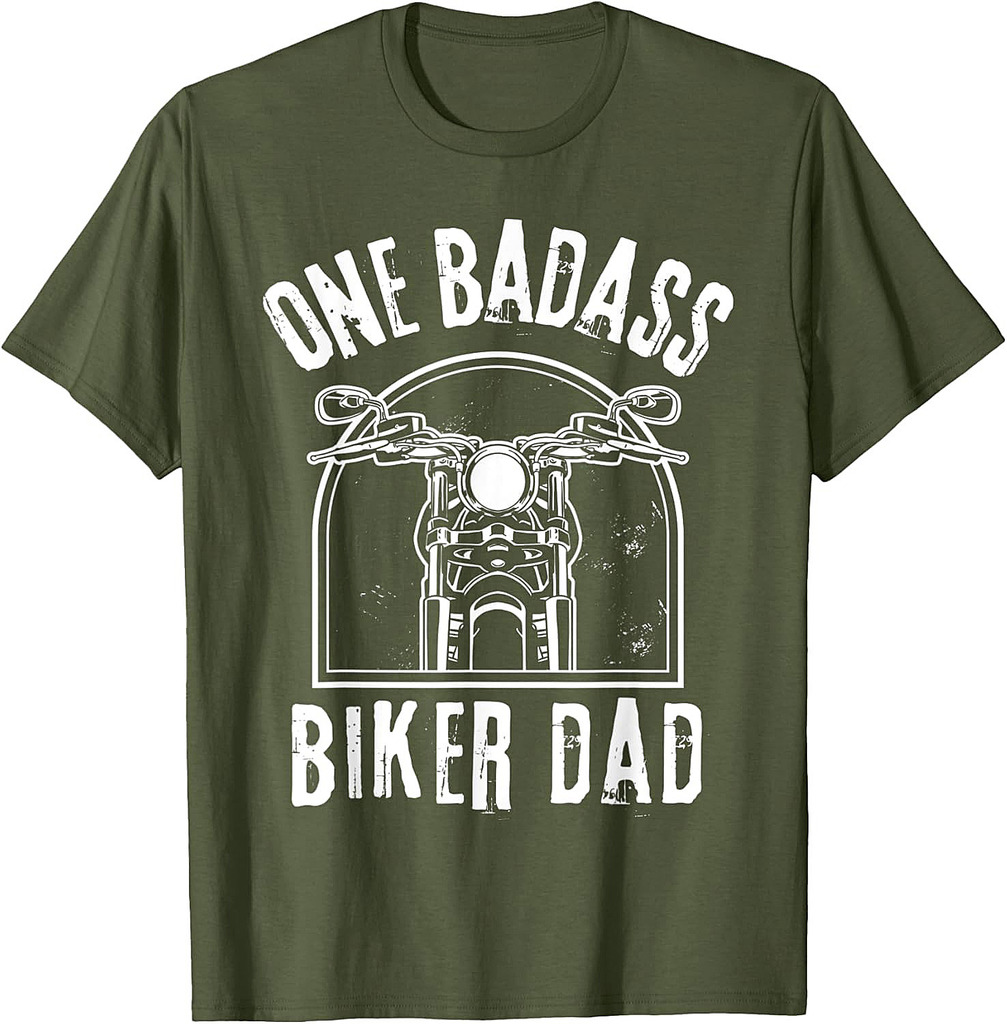 Mens One Badass Dad Father Daddy Motorcycle Biker Rider T-Shirt