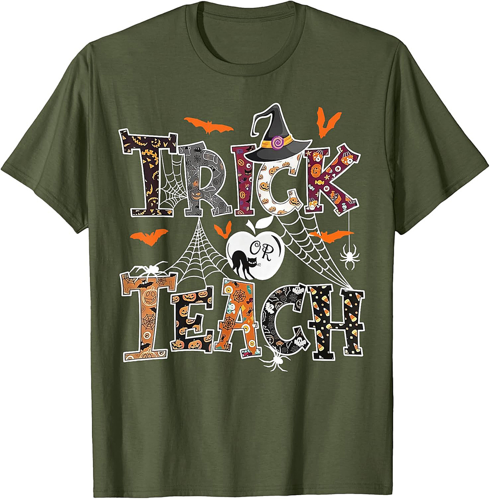 Fall Holiday Thanksgiving Halloween Teacher Trick Or Teach T-Shirt