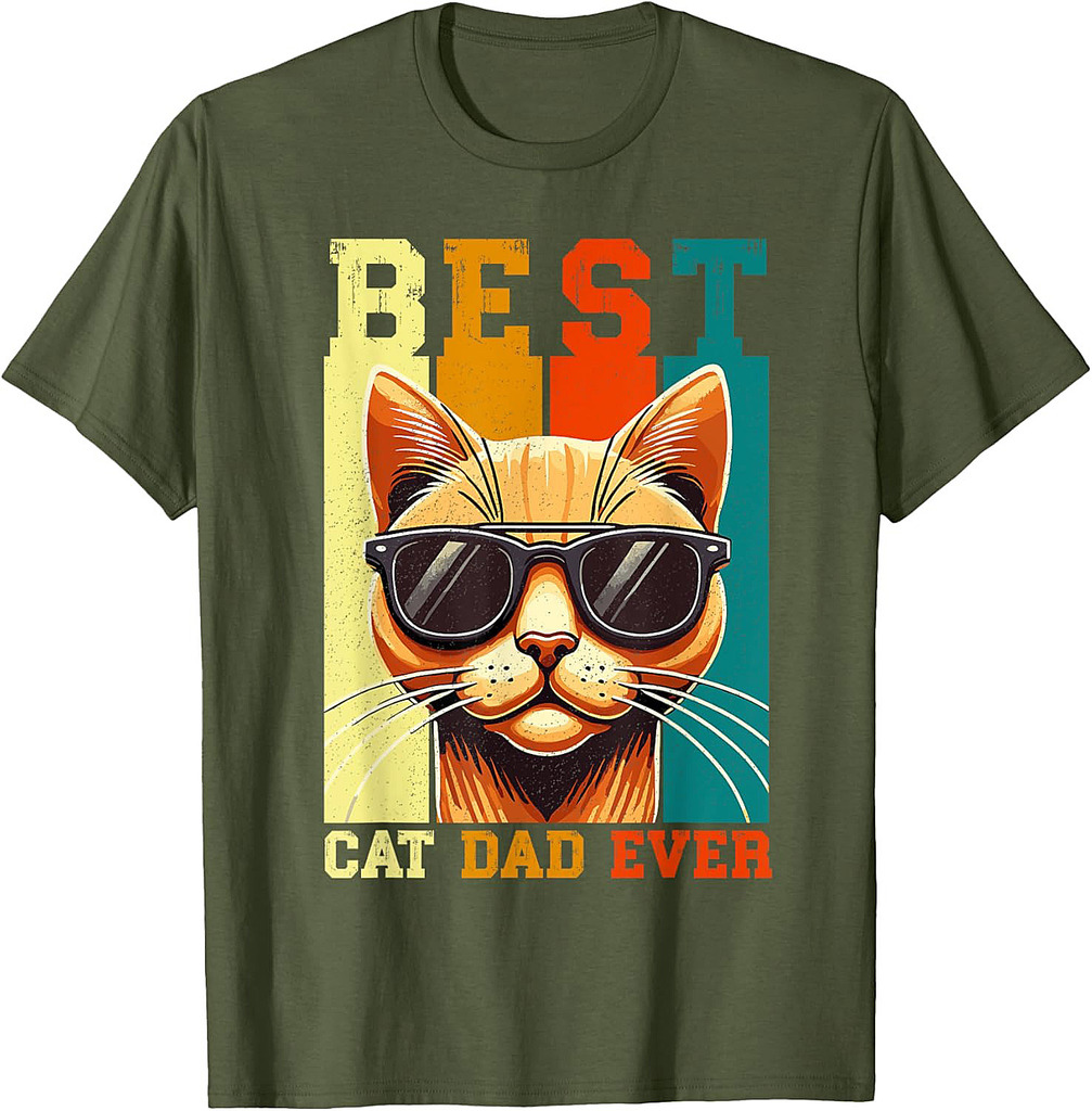 Best Cat Dad Ever Cat Lover Father's Day Daddy Papa Retro T-Shirt