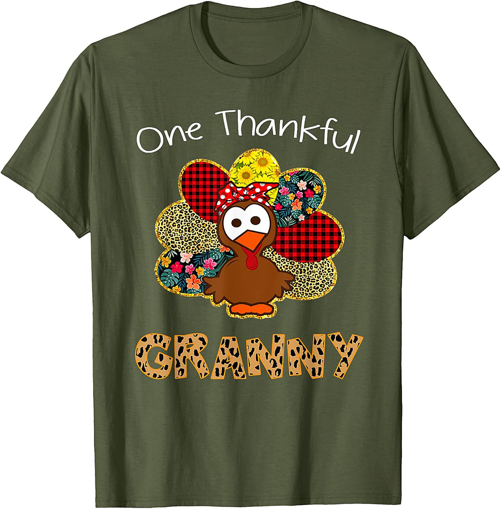 One Thankful Granny Shirt Funny Cute Turkey Thanksgiving T-Shirt