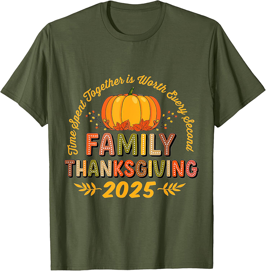 Family Thanksgiving 2025 Crew Pumpkin Turkey Group Matching T-Shirt