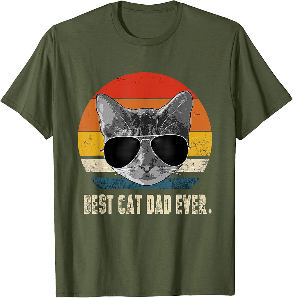 Vintage Retro Cat Daddy Cat Father T-Shirt
