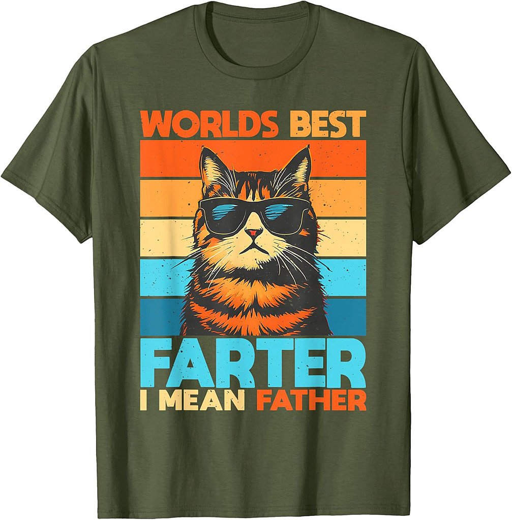 World's Best Farter I Mean Father Cat Dad Fathers Day Men Women T-Shirt