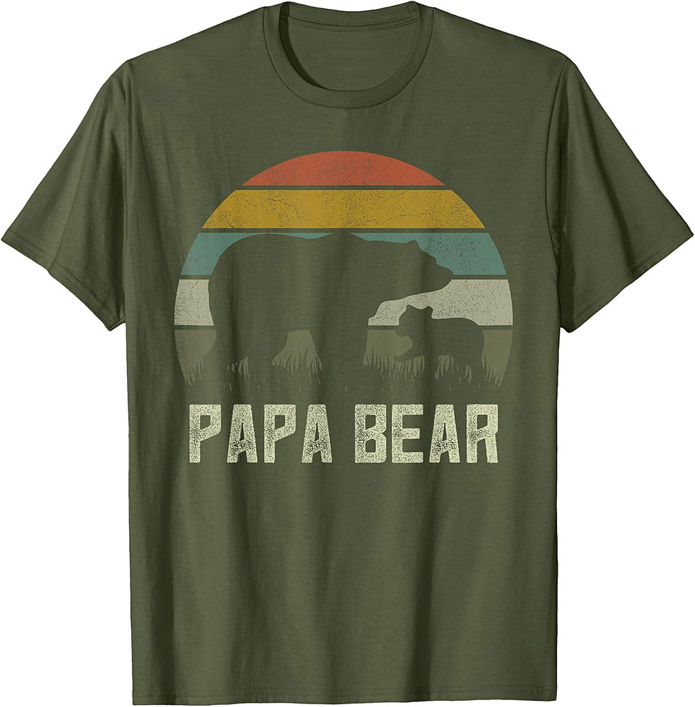 Funny Papa Bear Shirts, Cub 1 Kid Fathers Day Grandpa T-Shirt