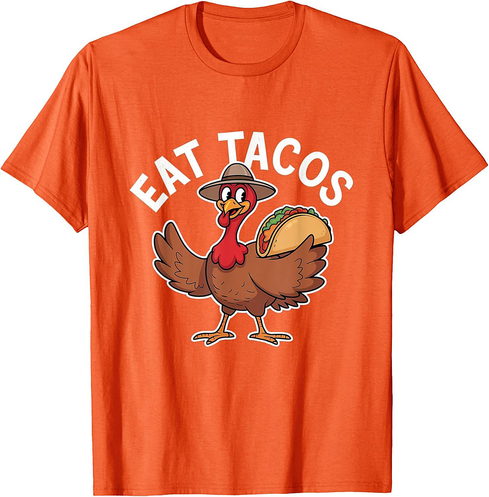 Funny Thanksgiving Turkey Eat Tacos Mexican Thanksgiving T-Shirt