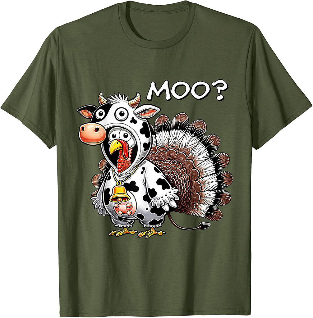 Turkey Moo Funny Turkey Men Women Boys Thanksgiving T-Shirt