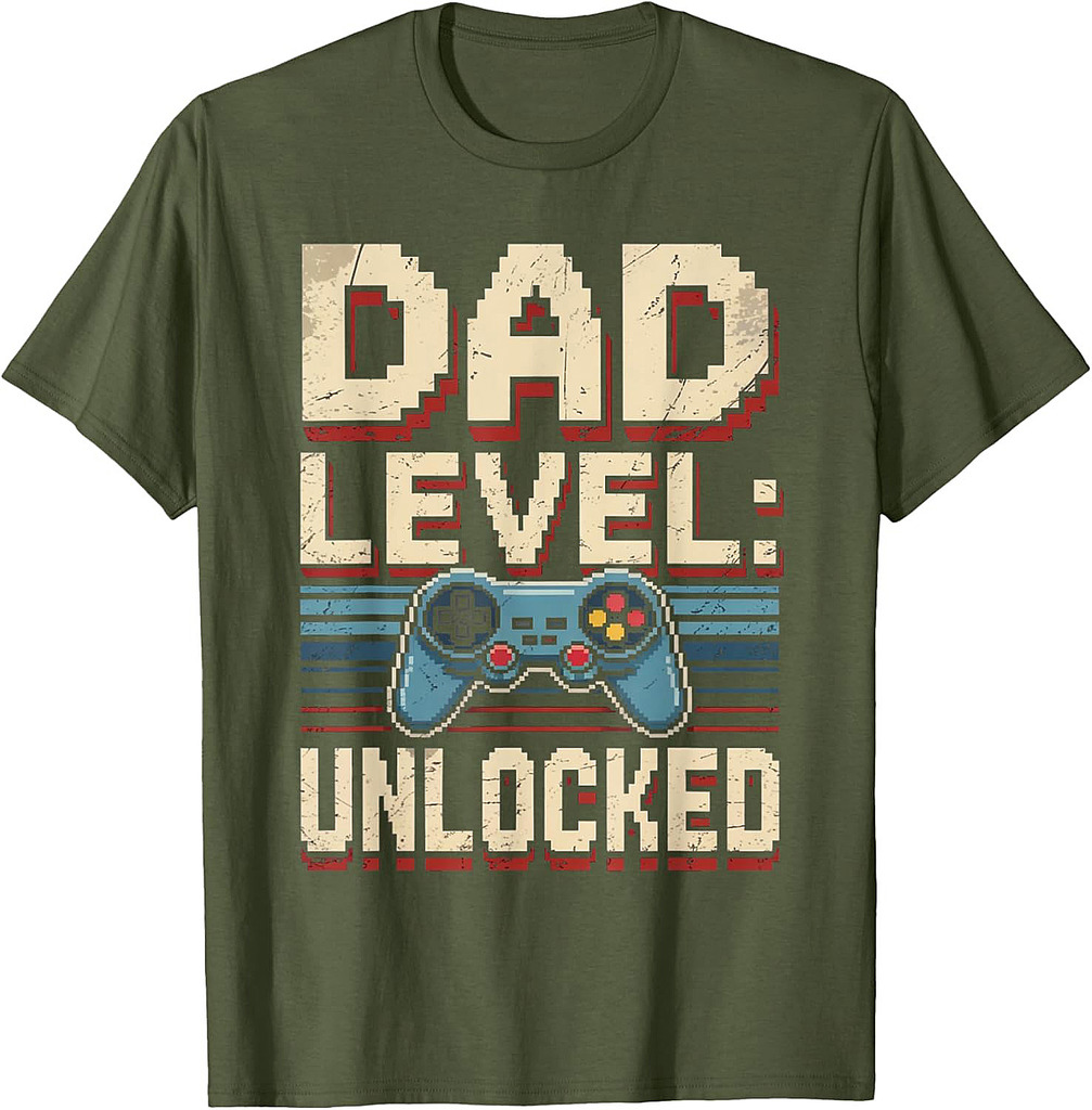 Dad Level Unlocked Gamer Father’s Day Vintage Gifts  T-Shirt
