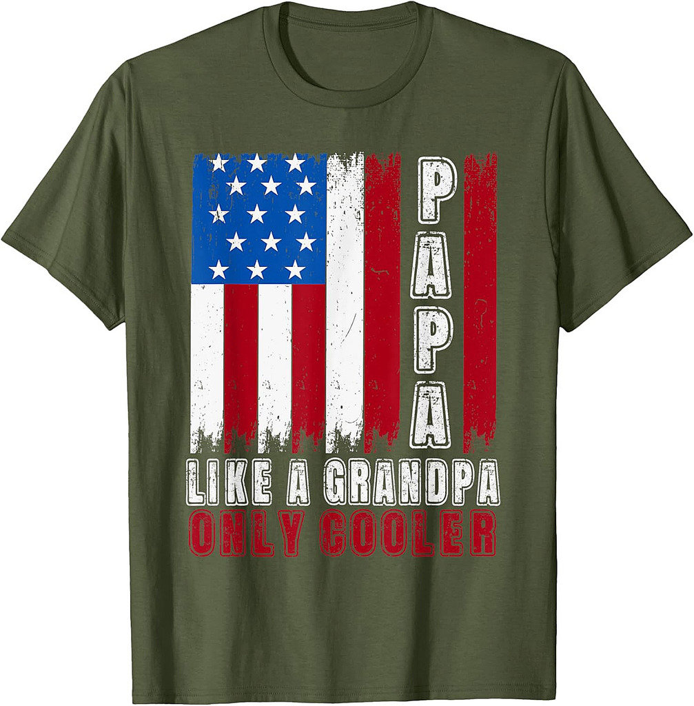 Mens Papa Like A Grandpa Only Cooler Dad Father Definition T-Shirt