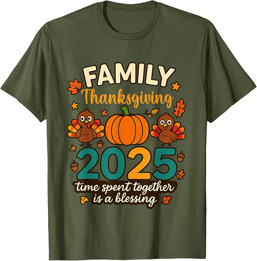 Happy Family Thanksgiving Together 2025 Crew Turkey T-Shirt