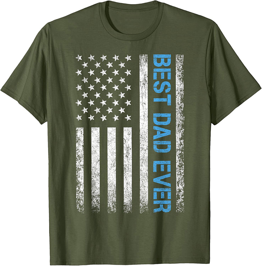 Best Dad Ever US American Flag Gift For Father's Day T-Shirt