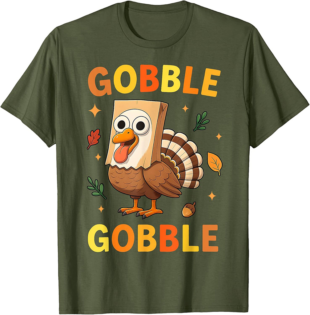 Thanksgiving Gobble Turkey Face Goose Girls Boy T-Shirt