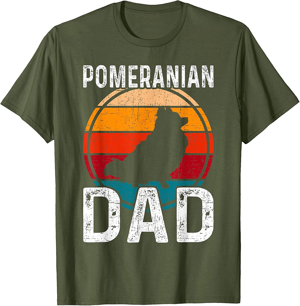 Pomeranian Dad Dog Lover Funny Pom Dog Owner Father Daddy T-Shirt