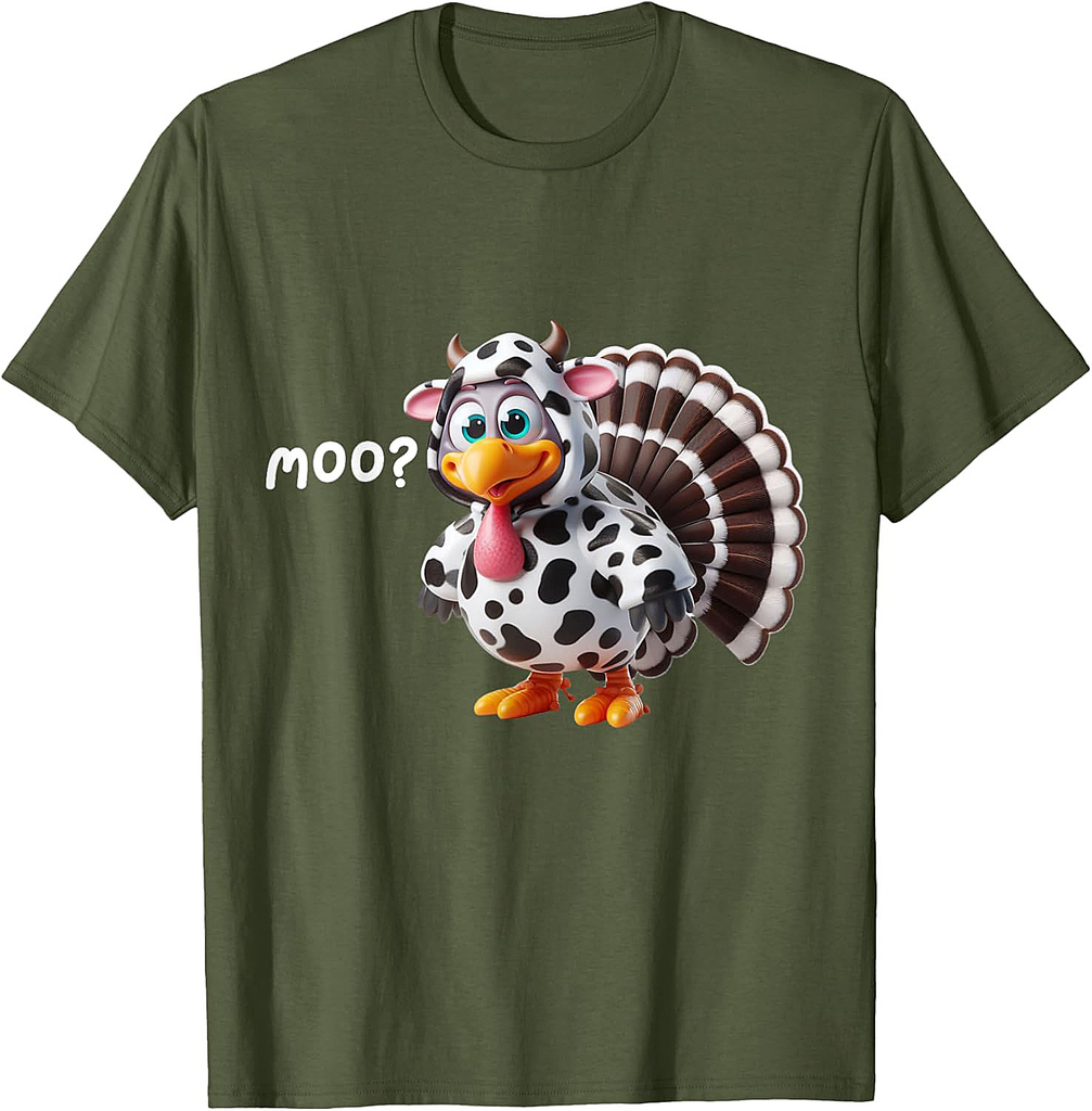 Turkey Moo Funny Thanksgiving 001 T-Shirt