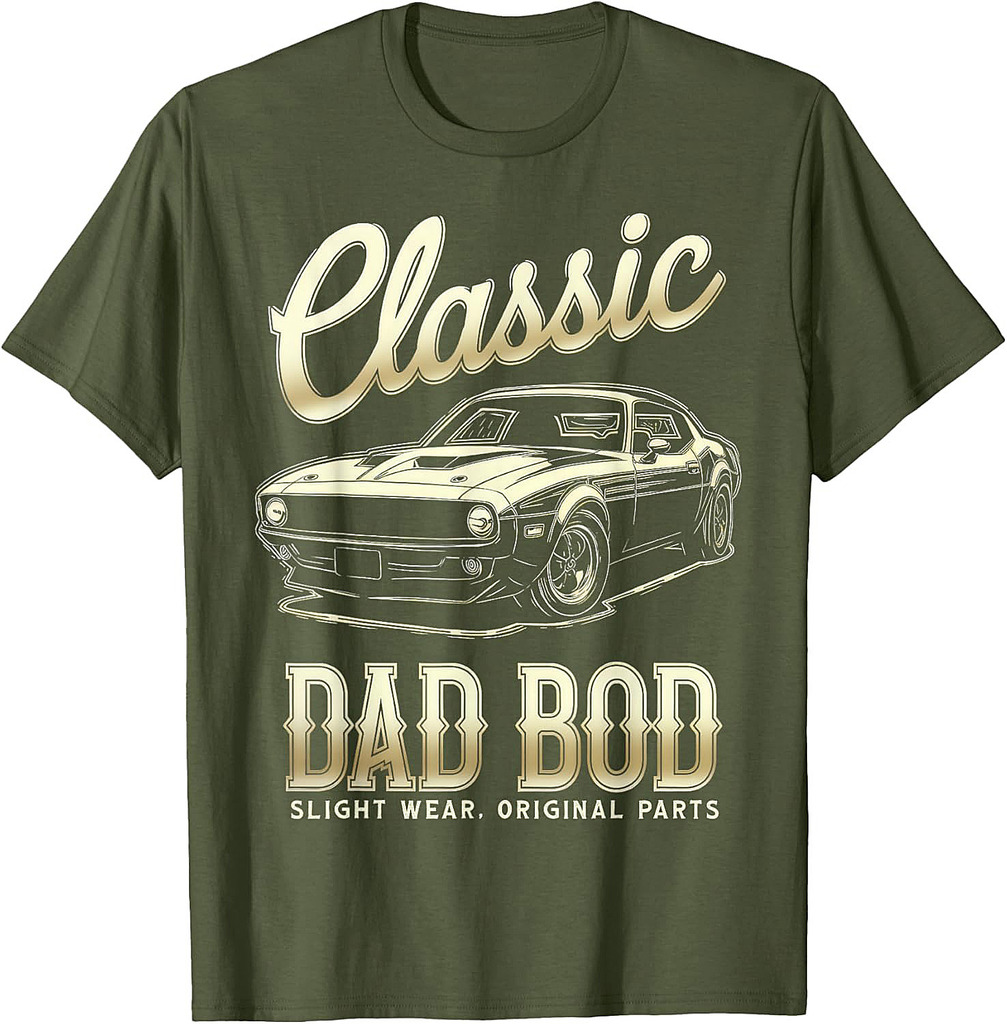 Funny Father's Day Classic Dad Bod Vintage Car Graphic Mens T-Shirt