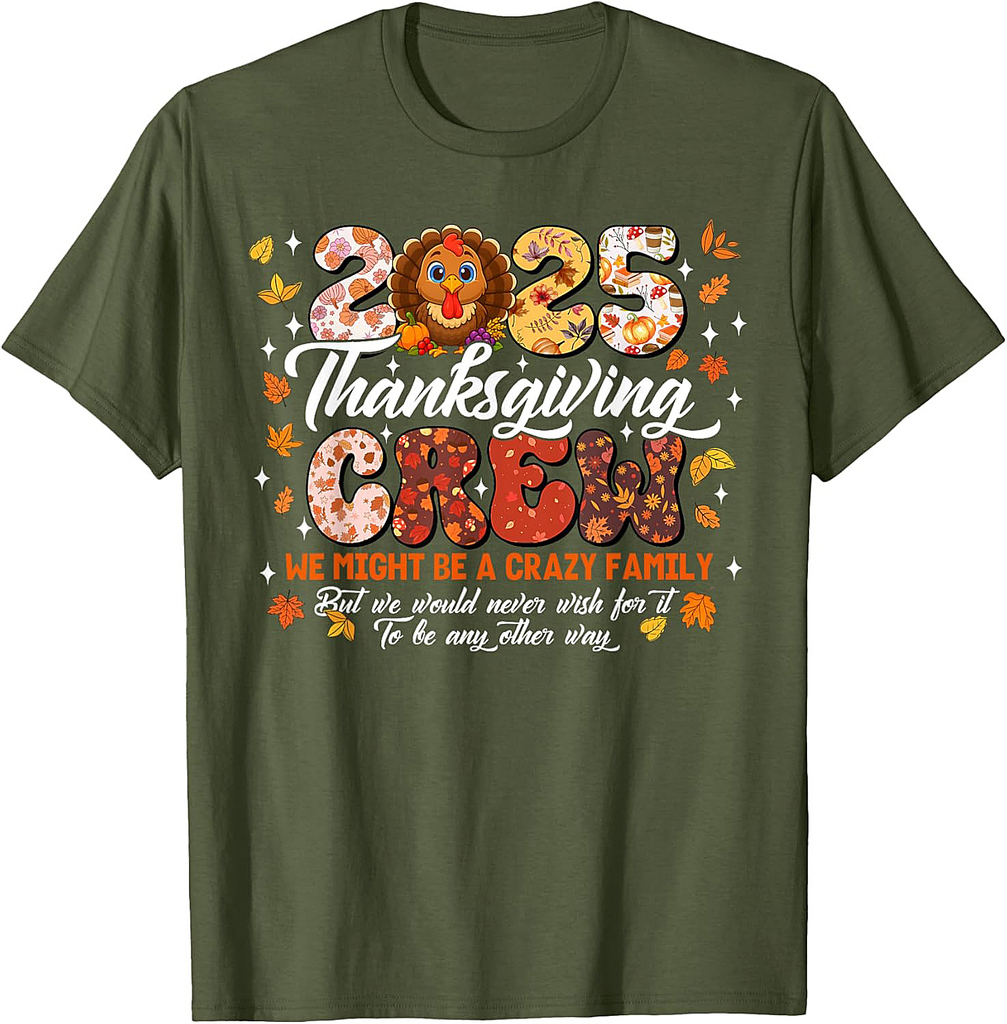 Family Thanksgiving 2025 Thanksgiving Crew Turkey Matching T-Shirt