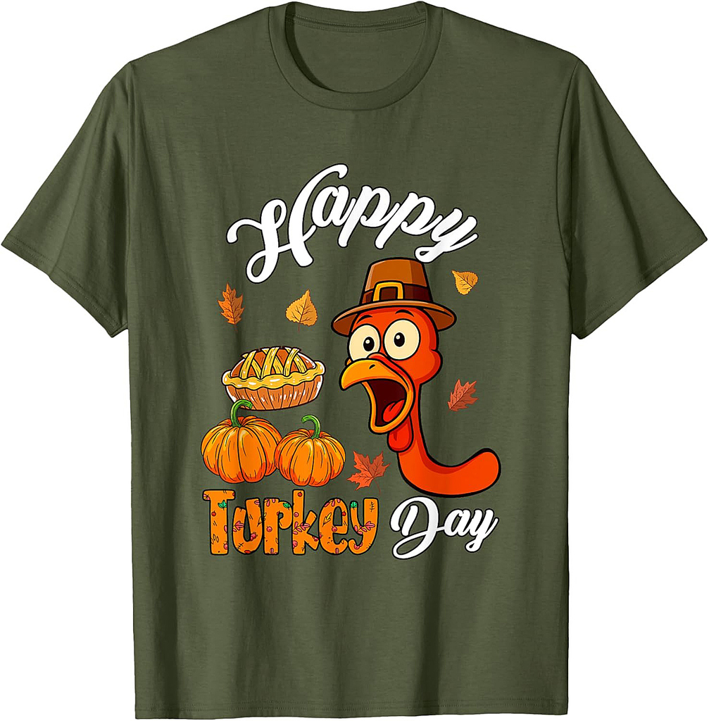 Happy Thanksgiving Turkey Day Funny Turkey Face Pumpkin Pie T-Shirt