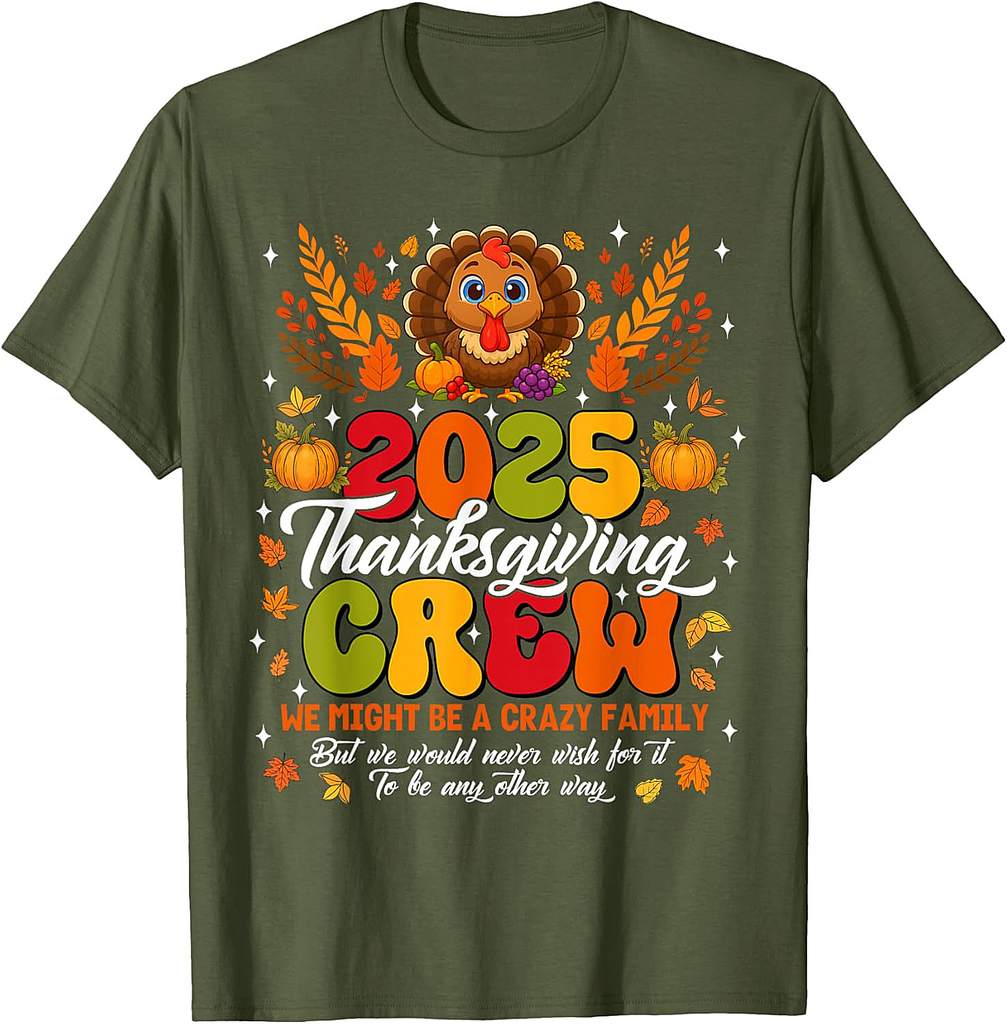 Family Thanksgiving 2025 Thanksgiving Crew Turkey Matching T-Shirt