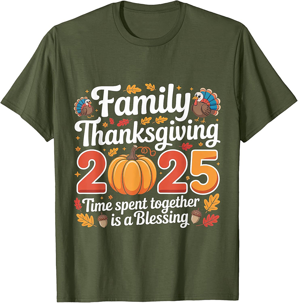 Happy Family Thanksgiving Crew 2025 Funny Turkey Matching T-Shirt