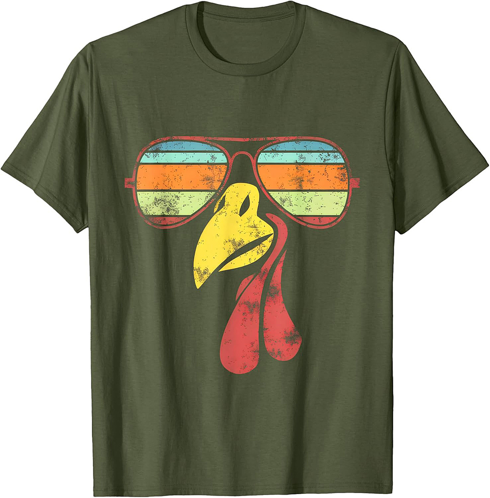Cool Vintage Turkey Face Sunglasses  Thanksgiving T-Shirt