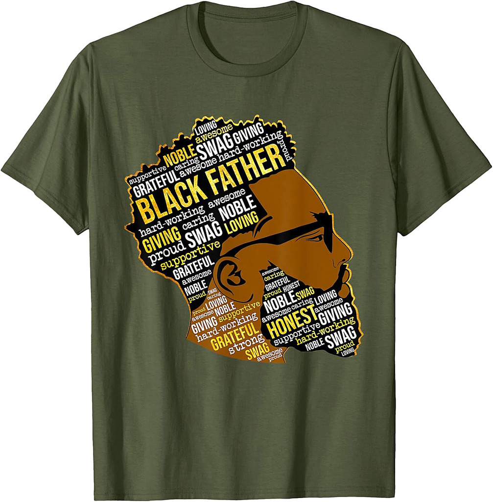 Mens Fathers Day Black Father King Afro African American Melanin T-Shirt