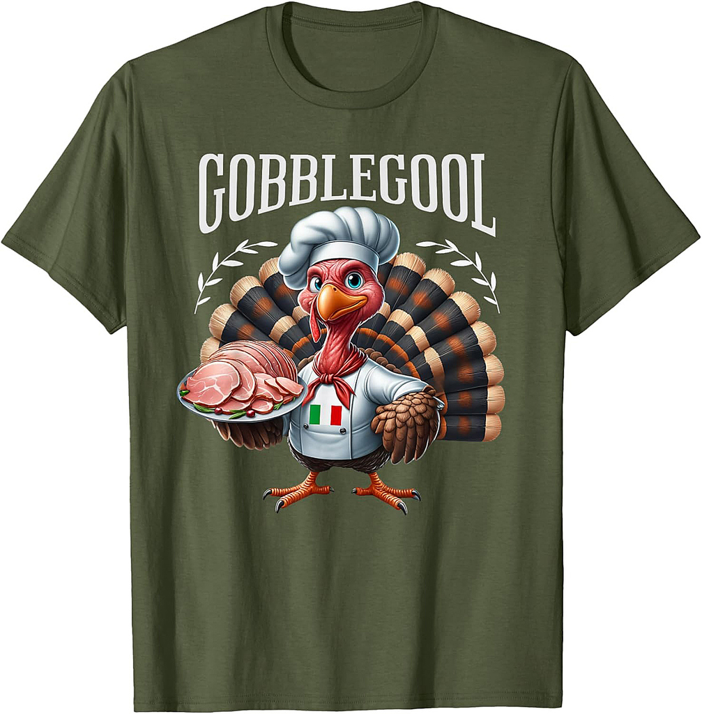 Unisex Adults Thanksgiving Retro Cartoon Turkey T-Shirt