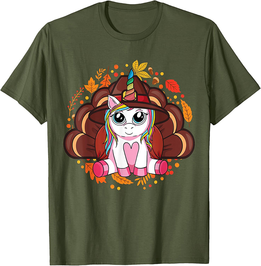 Cute Thanksgiving Girls Toddler Turkey Unicorn T-Shirt