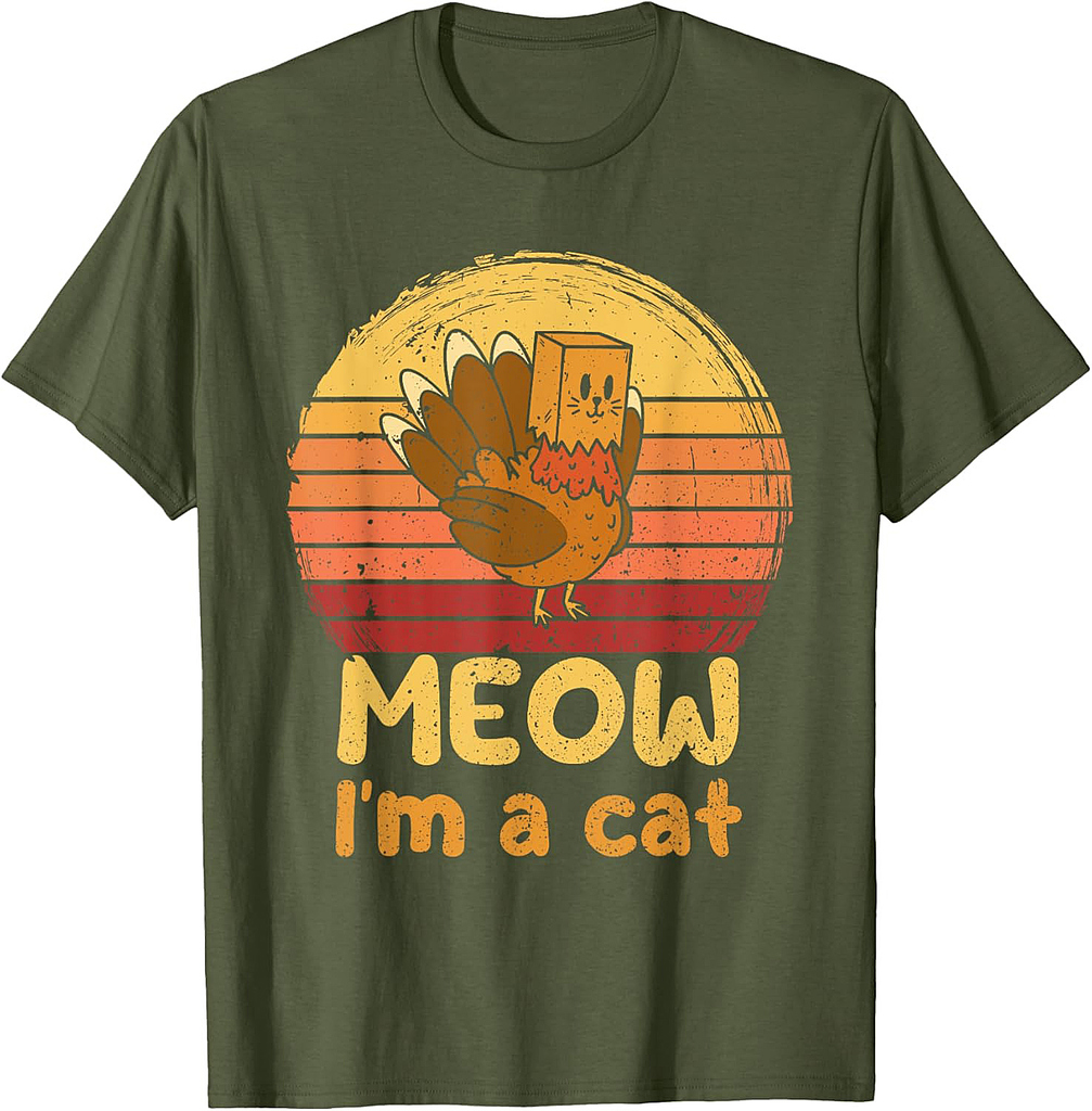 Turkey Meow I'm a Cat Thanksgiving Turkey Tradition 01 T-Shirt