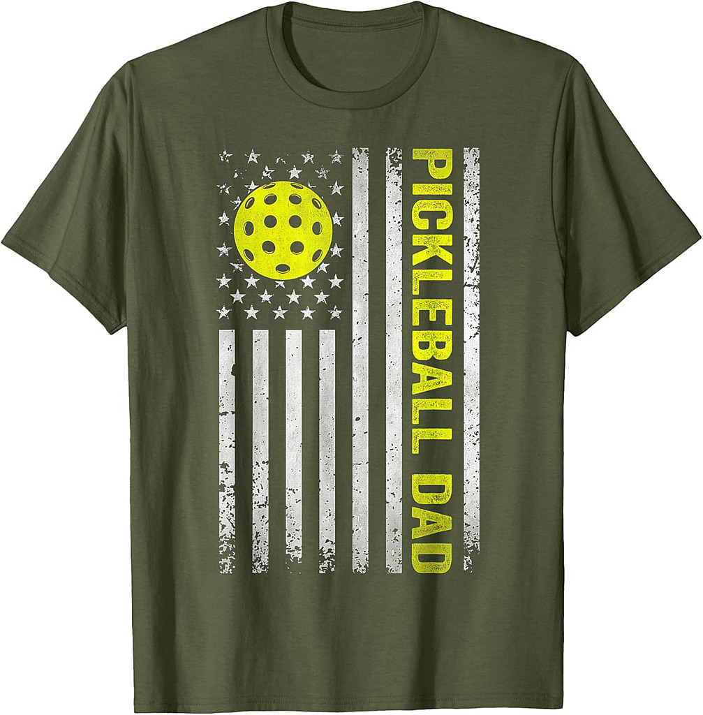 Pickleball Dad Father's Day USA Flag T-Shirt