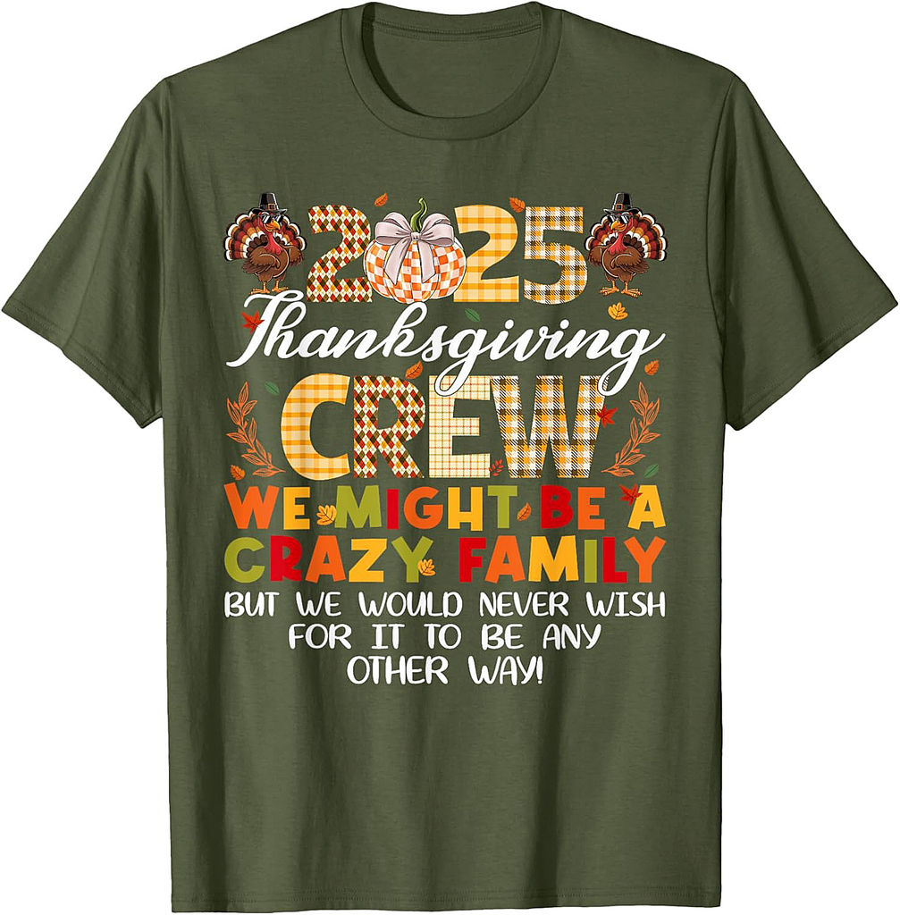 Family Matching Thanksgiving Crew 2025 Fall Autumn Men Women T-Shirt
