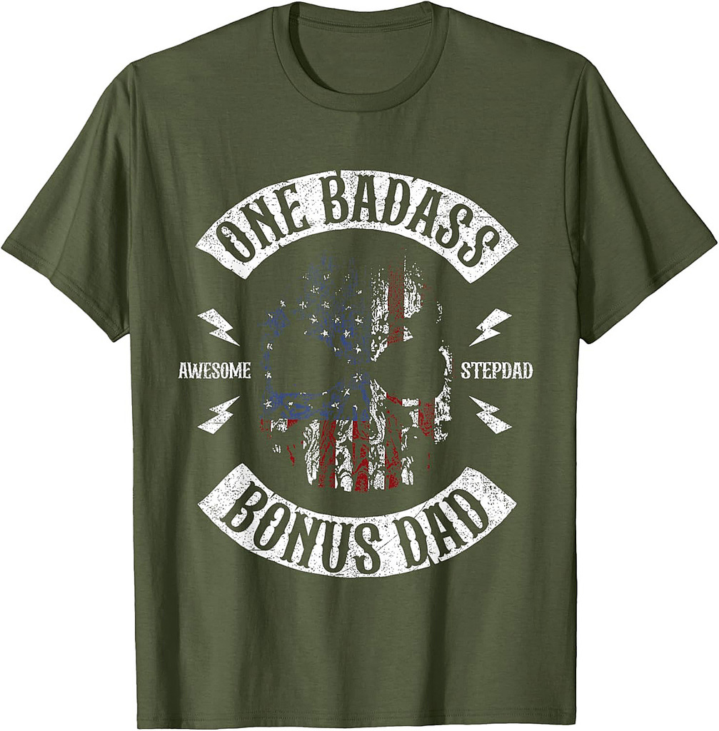 One Badass Bonus Stepdad Birthday Step Dad Fathers Day Gift T-Shirt