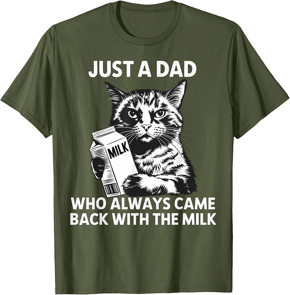 Cat Dad & Milk Funny Cats Gifts For Dad Birthday Father Day T-Shirt