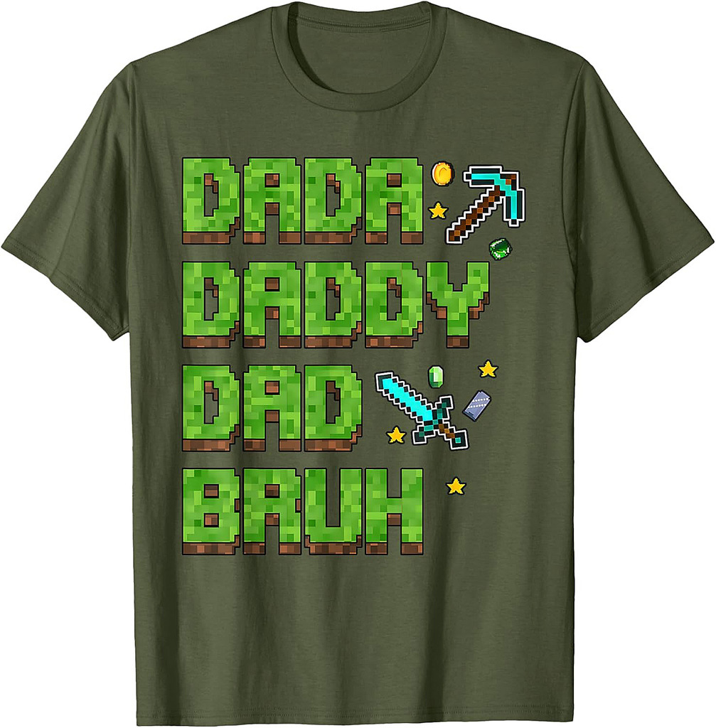 Dada Daddy Dad Bruh Gifts Father's Day Game Pixel T-Shirt
