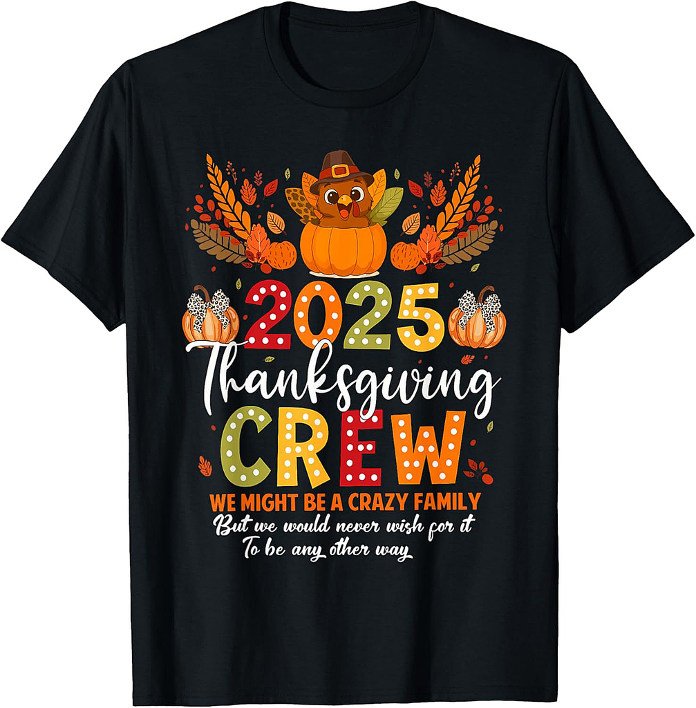 Funny Family Thanksgiving 2025 Turkey Pumpkin Gobble Squad T-Shirt