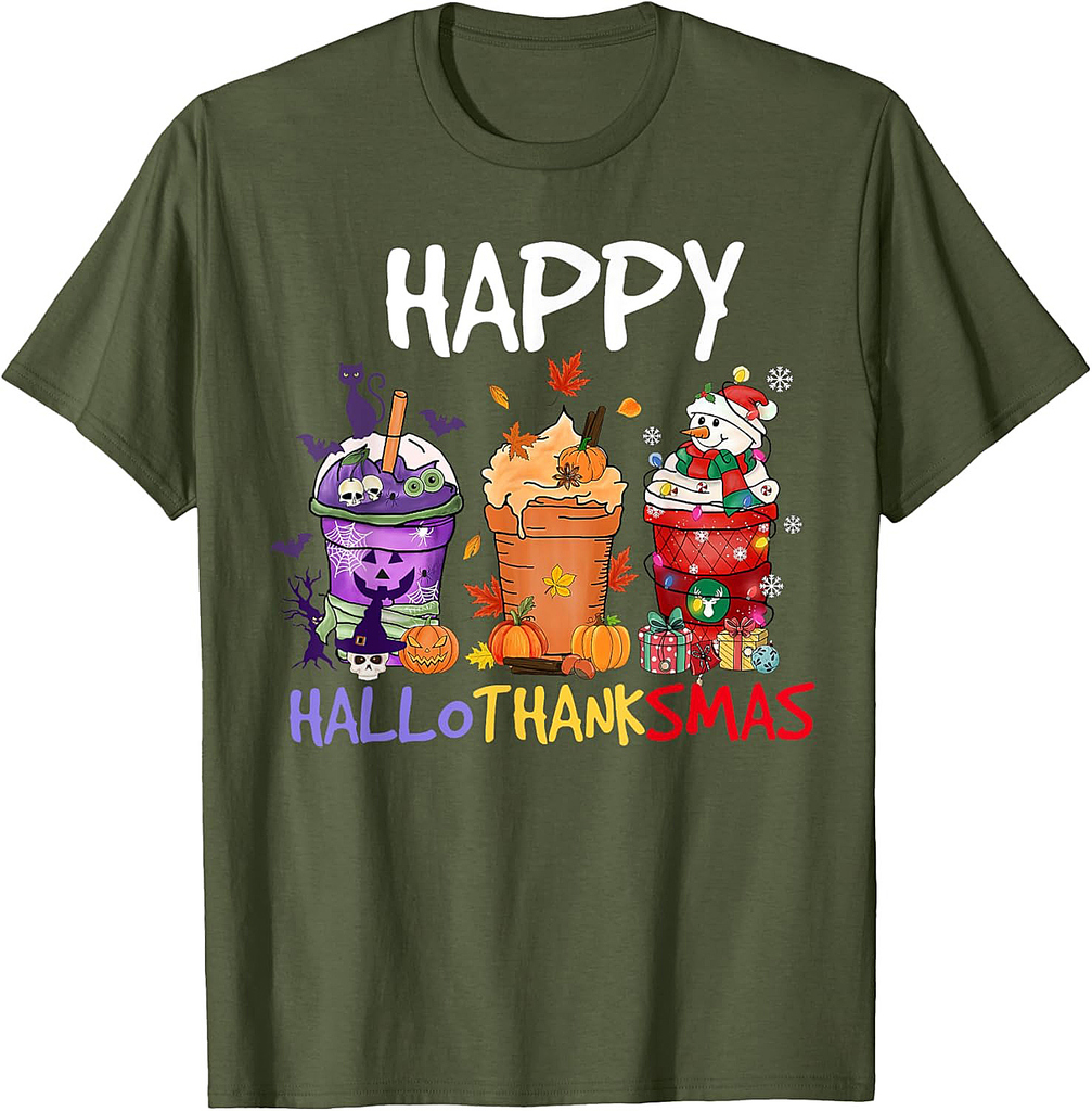Halloween Thanksgiving Happy Hallothanksmas Season Coffee T-Shirt